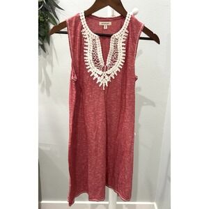 Max Studio Women's Boho Knit Dress Sleeveless Crochet Embroidered Casual Size S